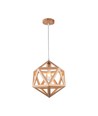 Suspension design Ø30cm aspect bois - douille E27, design géométrique, max. 60W, sans source lumineuse