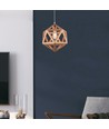 Suspension design Ø30cm aspect bois - douille E27, design géométrique, max. 60W, sans source lumineuse