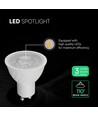 Lot de 3 ampoules LED V-Tac 6W GU10 - 445lm, 110 degrés, 4000K