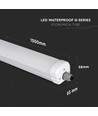 12 pcs. V-Tac réglette LED étanche 48W - 150 cm, 120lm/W, IP65, câblage traversant 230V