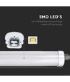12 pcs. V-Tac réglette LED étanche 48W - 150 cm, 120lm/W, IP65, câblage traversant 230V