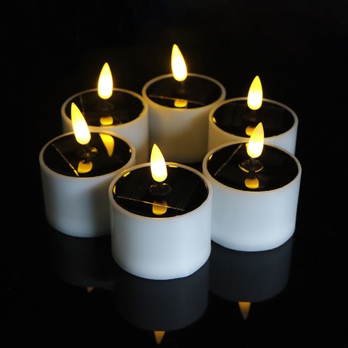 Pack de 6 bougies solaires LED - Ø5cm, hauteur 6,4cm, IP44 extérieur