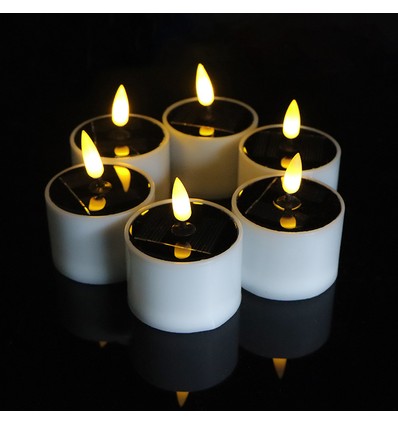 Pack de 6 bougies solaires LED - Ø5cm, hauteur 6,4cm, IP44 extérieur