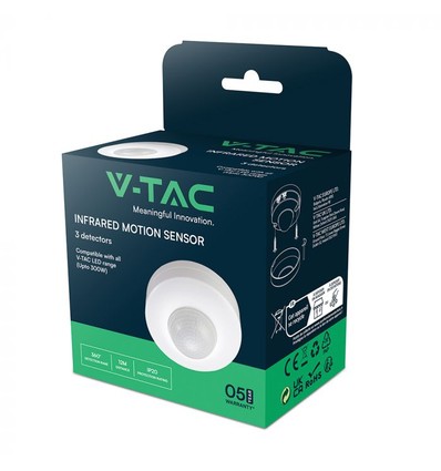 Détecteur de mouvement V-Tac compatible LED, blanc, PIR infrarouge