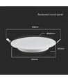 Dalle LED encastrable rétroéclairée ronde 24W Ø29,6cm - 110lm/W, Perçage : Ø28 cm, Dimensions : Ø29,6 cm