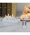 Pack de 6 bougies chauffe-plat LED blanches avec base de chargement - Incl. télécommande, minuterie