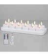 Pack de 12 bougies chauffe-plat LED blanches avec base de chargement - Incl. télécommande, minuterie