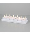 Pack de 12 bougies chauffe-plat LED blanches avec base de chargement - Incl. télécommande, minuterie