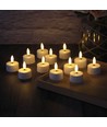 Pack de 12 bougies chauffe-plat LED blanches avec base de chargement - Incl. télécommande, minuterie