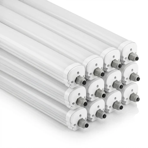12 pcs. V-Tac réglette LED étanche 48W - 150 cm, 120lm/W, IP65, câblage traversant 230V