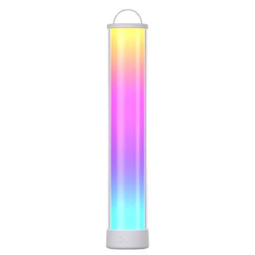 Lampe de table/nuit LED RGBIC+CCT rechargeable - 32cm, Bluetooth, Blanc, dimmable par touche, IP20 intérieur