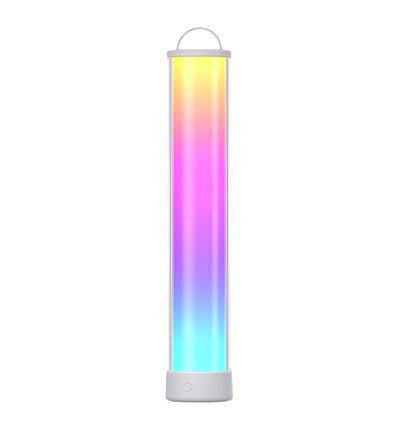 Lampe de table/nuit LED RGBIC+CCT rechargeable - 32cm, Bluetooth, Blanc, dimmable par touche, IP20 intérieur