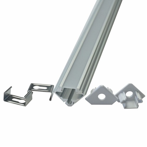 Kit de montage VT-7104 2000mm - avec diffuseur pour coin de bande LED, argent, paquet de 2 pièces