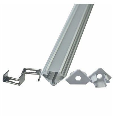 Kit de montage VT-7104 2000mm - avec diffuseur pour coin de bande LED, argent, paquet de 2 pièces