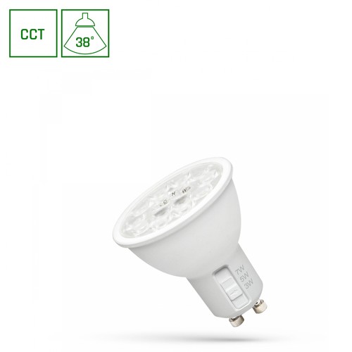 Spectrum LED 3/5/7W GU10 - 230V, CCT, 38°, avec lentille