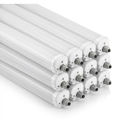 12 pcs. V-Tac réglette LED étanche 36W - 120 cm, 120lm/W, câblage traversant, IP65, 230V