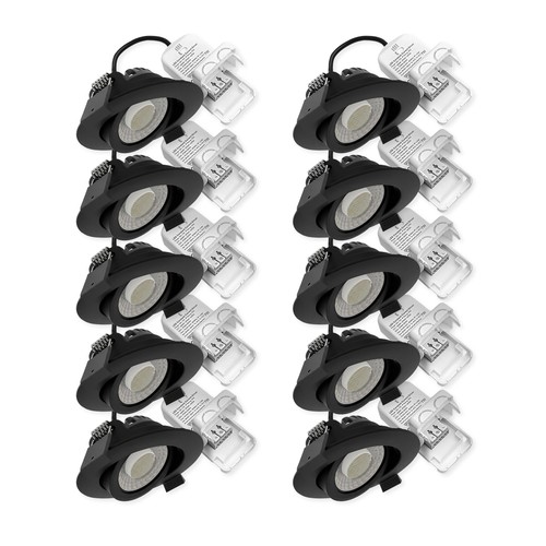 10x Spot encastrable extra-plat 7W RA96 - DimToWarm+CCT, Trou: Ø6,8 cm, bord noir, dimmable