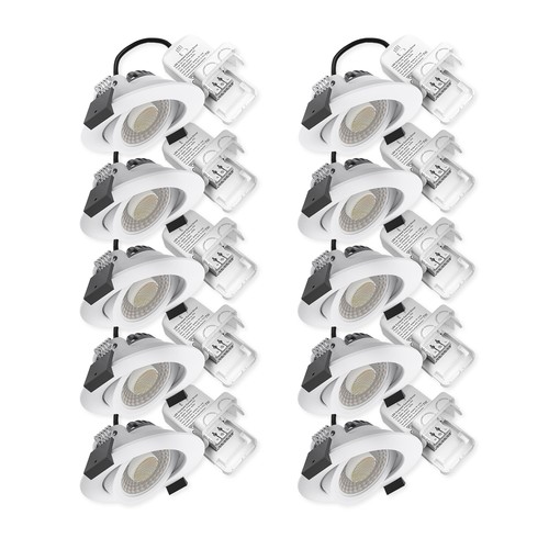 10x Spot encastrable extra-plat 7W RA96 - DimToWarm+CCT, Trou: Ø6,8 cm, Dim: Ø8,3 cm, bord blanc, dimmable