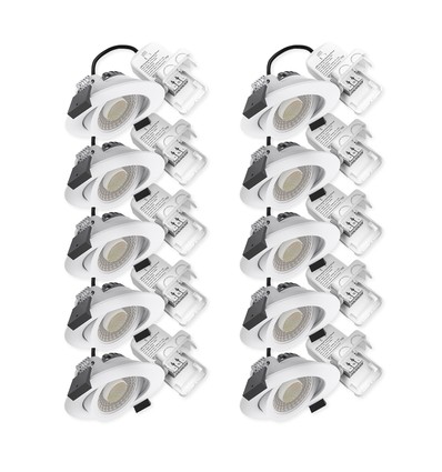 10x Spot encastrable extra-plat 7W RA96 - DimToWarm+CCT, Trou: Ø6,8 cm, Dim: Ø8,3 cm, bord blanc, dimmable