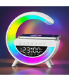 Lampe RGBIC en forme de G - Chargeur sans fil, 24x23cm, Blanc, Bluetooth, USB 5V