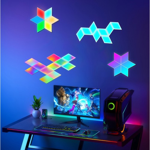 6 pcs. Applique murale diamant RGBIC - kit complet avec 6 panneaux