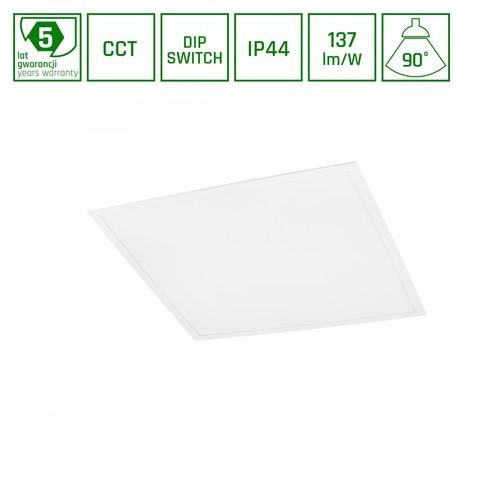 Panneau Algine 600x600 26W/36W/46W - CCT 230V 90° IP44 UGR19 34mm blanc garantie 5 ans