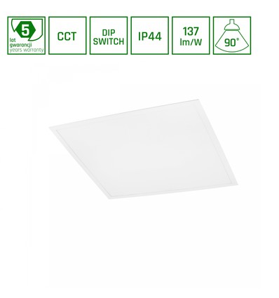 Panneau Algine 600x600 26W/36W/46W - CCT 230V 90° IP44 UGR19 34mm blanc garantie 5 ans