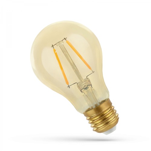 Ampoule LED E27 4,9W - A60, filament, verre ambré, blanc extra chaud