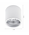 Plafonnier AR111, GU10 - IP44, blanc, aluminium, en saillie, sans source lumineuse
