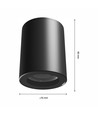 Spot en saillie GU10 - Noir, IP44, rond, plafonnier, sans source lumineuse