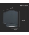 Vt-841 applique murale GU10 - gris foncé (vers le bas)