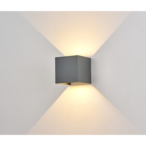 LEDlife CUBIC 6W væglampe - Sort, firkantet, op/ned, justerbar, inde / ude, videresløjfning, IP65, inkl. lyskilde