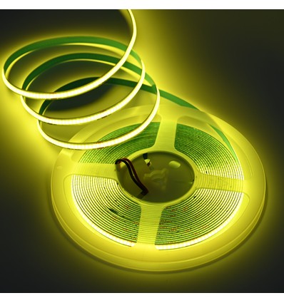 Ruban LED COB Jaune 10m 9W/m - 24V DC, IP20, 320 LED/m