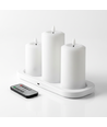 3-pak hvide LED stearinlys, flammeeffekt - Ø2,2cm, Højde: 24,5cm, kronelys, inkl. fjernb., timer