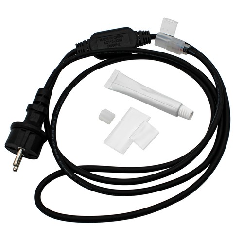 Connecteur étanche 2m pour strip LED 230V (Slim COB) - Avec bouchon de fin, 230V
