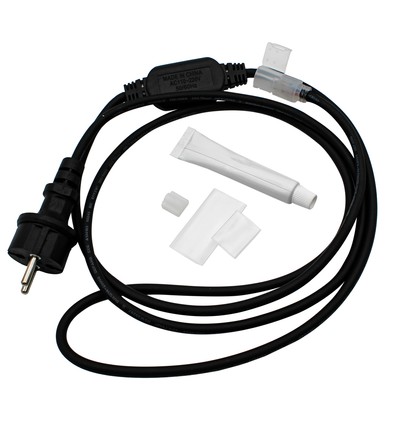 Connecteur étanche 2m pour strip LED 230V (Slim COB) - Avec bouchon de fin, 230V