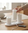 Lot de 3 bougies LED blanches avec socle de charge - Ø7,5cm, 10/12,5/15 cm de haut, avec télécom., minuterie