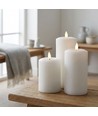 3-pak hvide LED stearinlys, flammeeffekt - Ø2,2cm, Højde: 24,5cm, kronelys, inkl. fjernb., timer