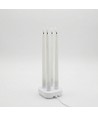 Pack de 4 bougies LED blanches avec base de chargement - Ø2cm, Hauteur : 25cm, cierges, télécommande incluse, minuterie