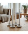 Pack de 4 bougies LED blanches avec base de chargement - Ø2cm, Hauteur : 25cm, cierges, télécommande incluse, minuterie