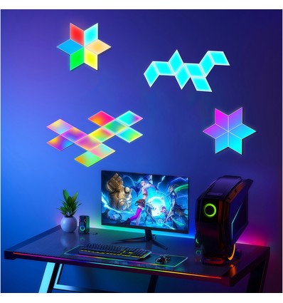 9 pcs. Applique Murale Diamant RGBIC - kit complet avec 9 panneaux