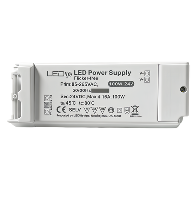 Alimentation 100W / 24V DC - 4,16A, IP20 intérieur, Flicker free