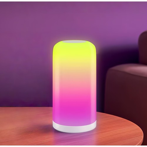 Lampe de table/chevet LED RGBIC+CCT - Blanc, commande tactile, IP20 intérieur