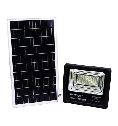Projecteur LED solaire V-Tac 200W - Panneau solaire 40W, 6000K, IP65