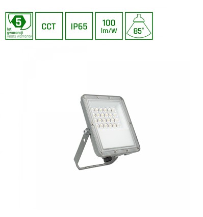 Projecteur LED 20W NOCTIS MAX CCT - IP65, 3 couleurs de lumière, gris, extérieur