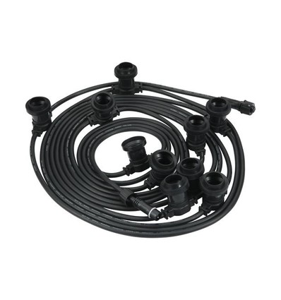 Guirlande guinguette 10m raccordable - IP44, câble noir, sans ampoules