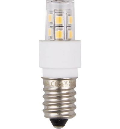 Ampoule LED tube E14 1,7W, 10-30V - 5,2cm, 180lm, AC/DC, blanc chaud, verre clair