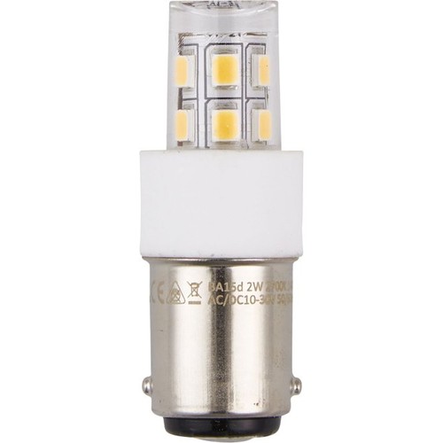 Ampoule tube LED BA15d 2W, 10-30V - 4,7cm, 190lm, verre clair, 2700K
