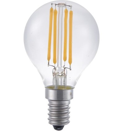 Ampoule LED E14 4W dimmable - G45, filament, 2200K, verre clair