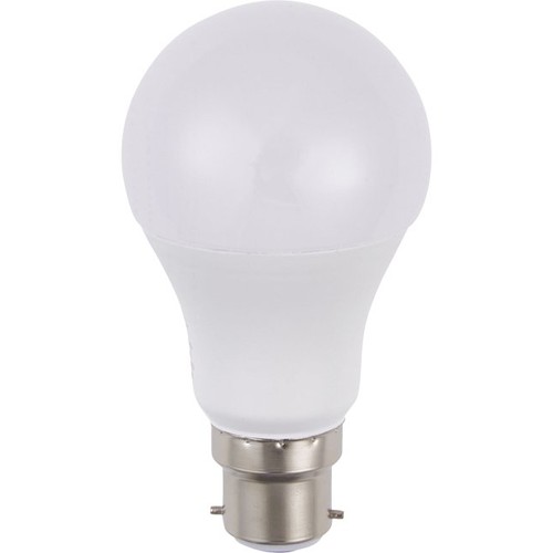 Ampoule LED BA22d 10W, 12-60V - 810lm, A60, verre opale, 3000K